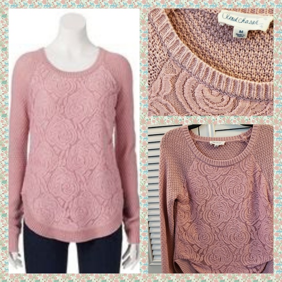 Cloud Chaser Sweaters - Floral lace raglan sweater